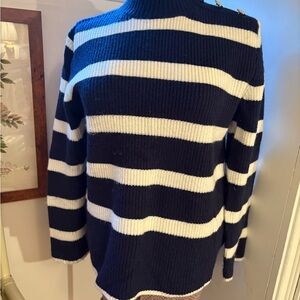 Navy and White Striped Women's Sweater